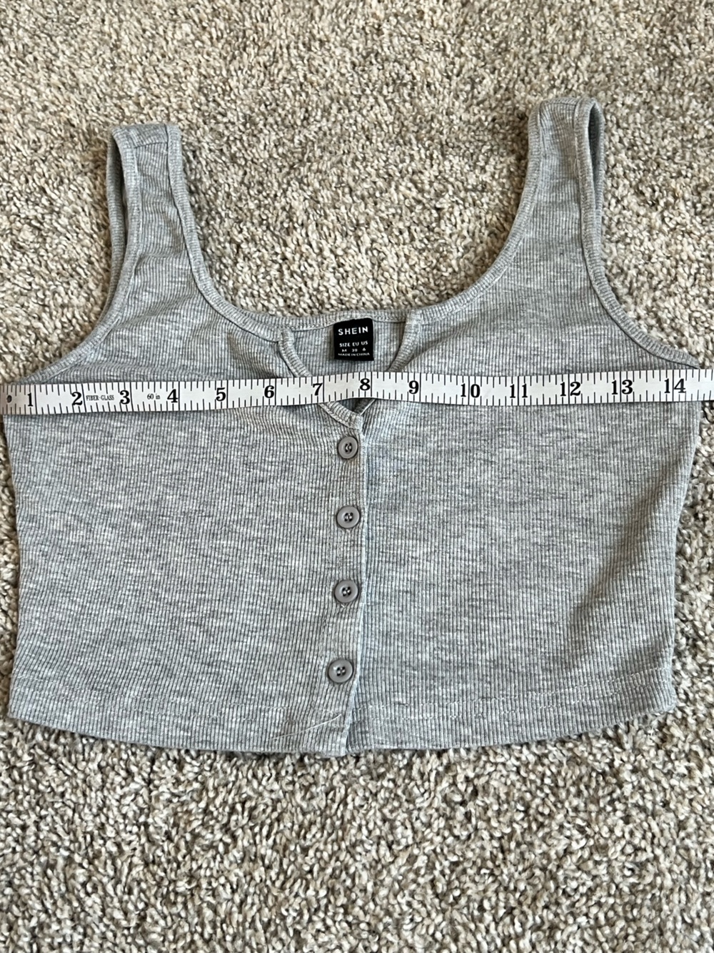 Heather Gray Ribbed Button-Front Crop Tank Top - Picture 3 of 4